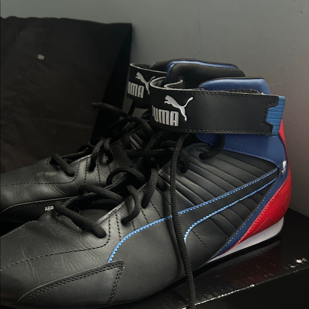 Puma Men's Black, Blue, and Red Athletic Shoes for karting